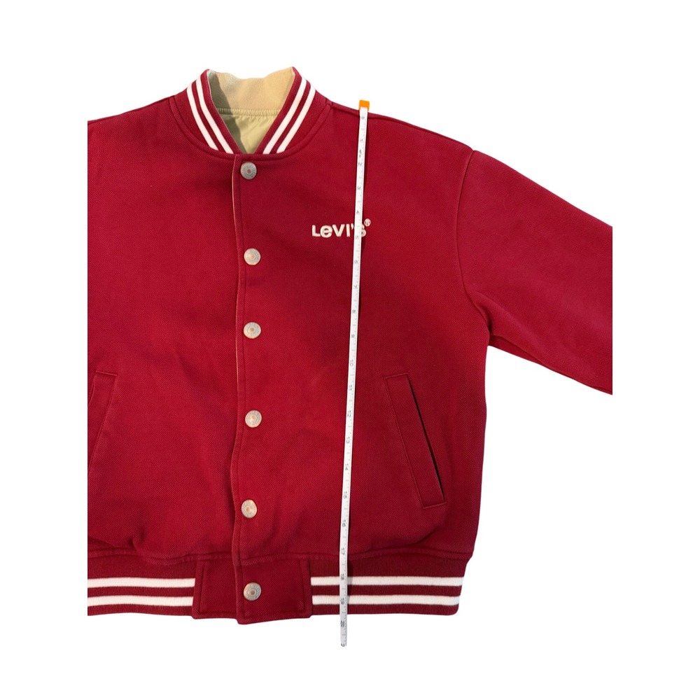 Levis Reversible Varsity Bomber Jacket Kids Red Khaki Asian Market Size M 150/72 - Picture 13 of 15